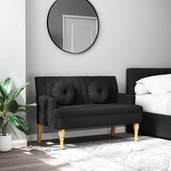vidaXL Banco con cojines tela negro 113x64,5x75,5 cm