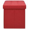 vidaXL Banco de almacenamiento plegable lino sint&eacute;tico rojo vino tinto
