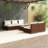vidaXL Set muebles de jard&iacute;n 6 piezas y cojines rat&aacute;n sint&eacute;tico marr&oacute;n