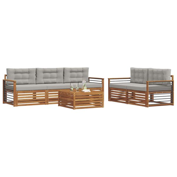 vidaXL Conjunto de sof&aacute;s de exterior 6 pcs Gris Natural y Claro