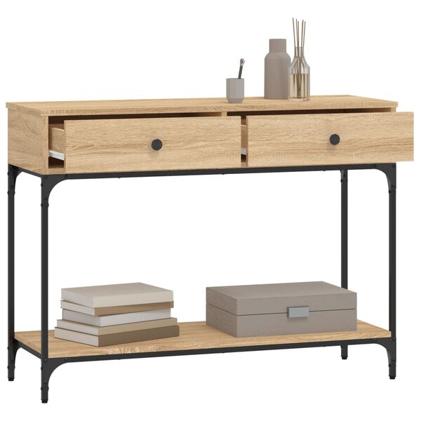 vidaXL Mesa consola madera de ingenier&iacute;a roble Sonoma 100x34,5x75 cm