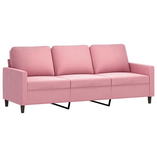 vidaXL Sof&aacute; de 3 plazas terciopelo rosa 180 cm