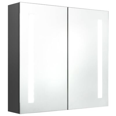 vidaXL Armario de baño con espejo LED gris 62x14x60 cm
