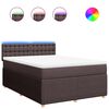 vidaXL Cama box spring con colch&oacute;n tela marr&oacute;n oscuro 140x190 cm