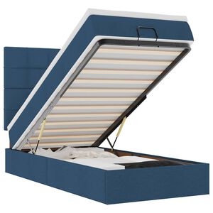 vidaXL Estructura de cama otomana con colch&oacute;n tela azul 90x190 cm