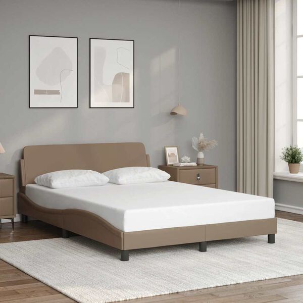 vidaXL Estructura de cama Dover cuero sint&eacute;tico capuchino 120x200cm