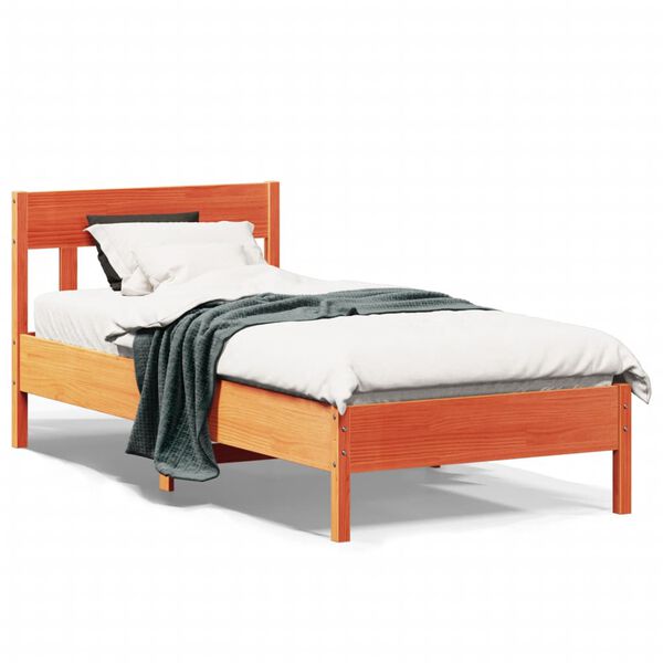 vidaXL Cama sin colch&oacute;n madera maciza de pino marr&oacute;n cera 100x200 cm