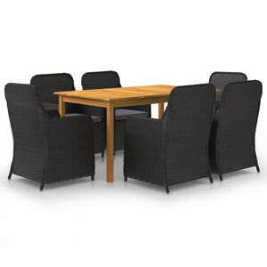 vidaXL Juego de comedor para jard&iacute;n de 7 piezas negro
