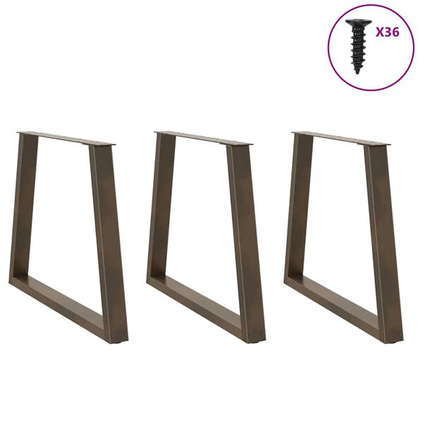 vidaXL Patas para mesa de comedor en forma de V (3 unidades, acero natural, 70 x 72-73,3 cm)