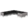 vidaXL Set sof&aacute;s de jard&iacute;n 8 pzas cojines rat&aacute;n sint&eacute;tico gris oscuro