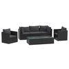 vidaXL Set de muebles de jard&iacute;n y cojines 7 pzas rat&aacute;n sint&eacute;tico negro