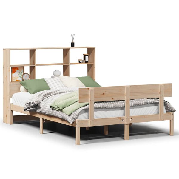 vidaXL Cama con estanter&iacute;a sin colch&oacute;n madera maciza de pino 120x190cm