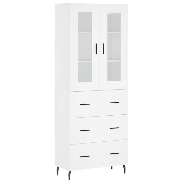 vidaXL Aparador alto madera contrachapada blanco 69,5x34x180 cm