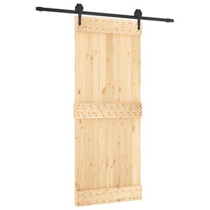 vidaXL Puerta Corredera Natural y negro 85 x 210 cm