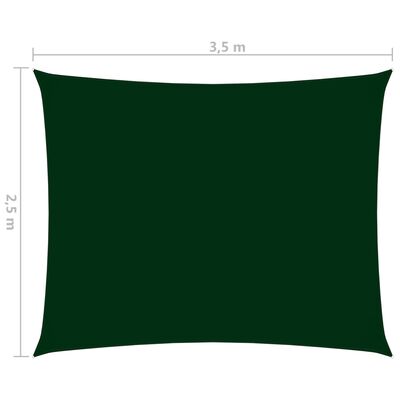 vidaXL Toldo de vela rectangular tela Oxford verde oscuro 2,5x3,5 m