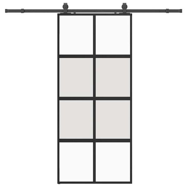 vidaXL Puerta corredera con herrajes negro 90x205 cm vidrio templado