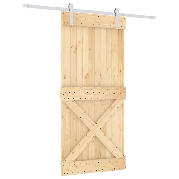 vidaXL Puerta corredera con herrajes madera maciza de pino 95x210 cm