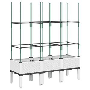 vidaXL Jardinera con enrejado PP blanco 120x40x142,5 cm