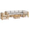vidaXL Set de muebles de jard&iacute;n 7 piezas bamb&uacute; y cojines gris claro