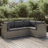 vidaXL Set de muebles de jard&iacute;n 4 pzas y cojines rat&aacute;n sint&eacute;tico gris