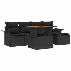 vidaXL Conjunto de sof&aacute; de jard&iacute;n 6 uds. Negro