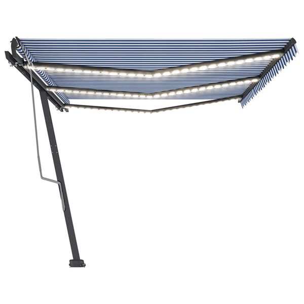 vidaXL Toldo manual retr&aacute;ctil con luz LED azul y blanco 600x350 cm