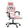 vidaXL Silla gaming con reposapiés cuero sintético blanco y rosa