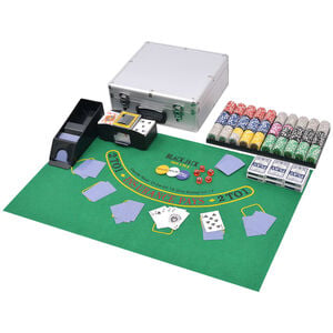 vidaXL Juego combinado p&oacute;ker/blackjack con 600 fichas l&aacute;ser aluminio