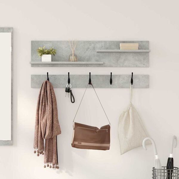 vidaXL Perchero de pared con estante Gris Concreto 90 x 15 x 36 cm