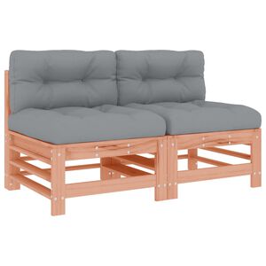 vidaXL Sof&aacute;s centrales con cojines 2 uds madera maciza abeto Douglas