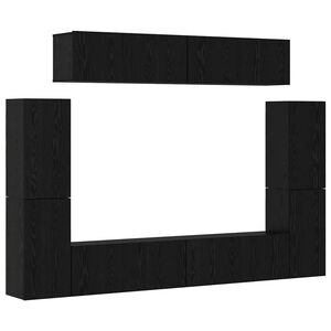 vidaXL Conjunto de mueble de TV 8 pcs Roble negro Madera contrachapada