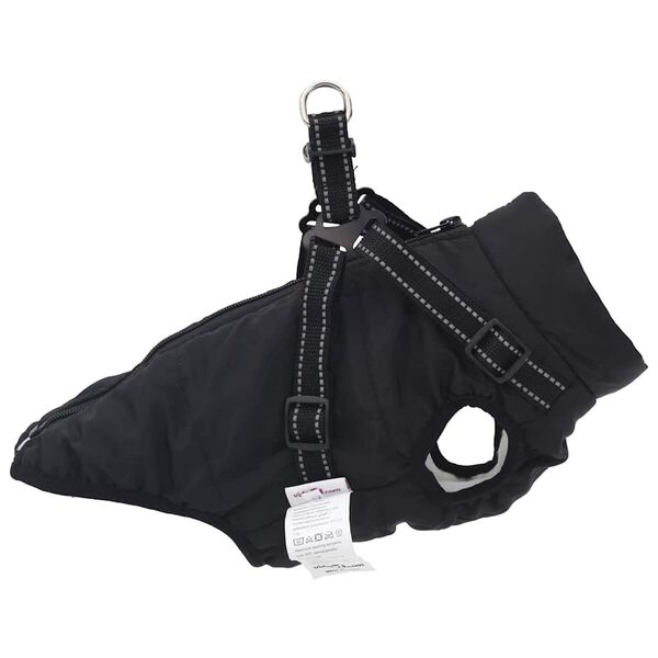 vidaXL Abrigo para perro con arn&eacute;s impermeable reflectante L40 negro