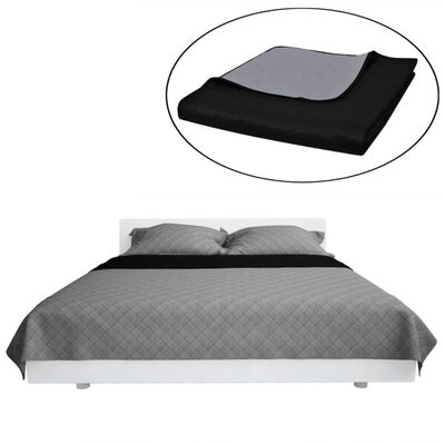 130885 Double-sided Quilted Bedspread Black/Grey 230 x 260 cm