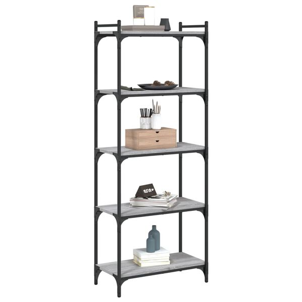 vidaXL Librer&iacute;a 5 estantes madera ingenier&iacute;a gris Sonoma 60x30x154 cm