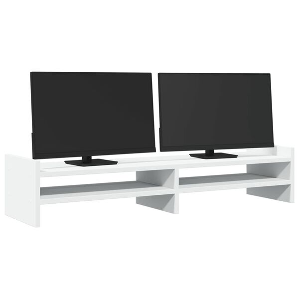 vidaXL Soporte de monitor madera maciza de pino blanco 100x27x20 cm