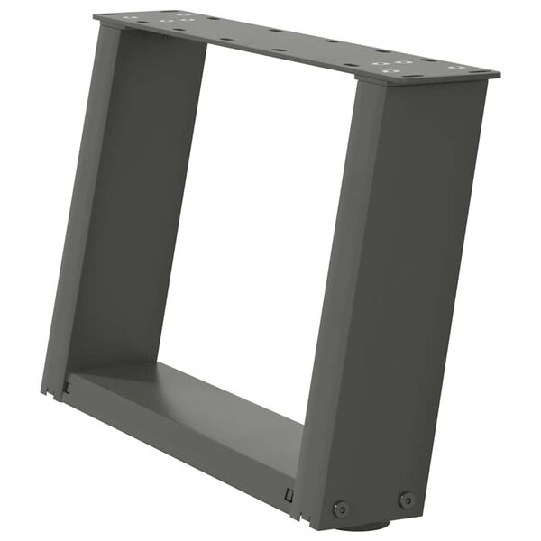 vidaXL Patas para mesa de centro en forma de U (2 unidades), antracita, 40 x (30-31) cm, acero