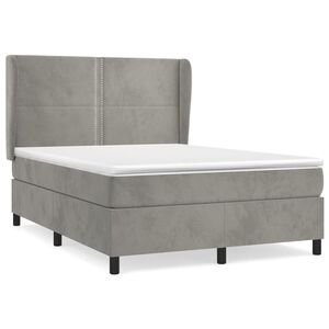 vidaXL Cama box spring con colch&oacute;n terciopelo gris claro 140x190 cm