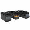 vidaXL Set de sof&aacute;s de jard&iacute;n 11 pzas y cojines rat&aacute;n sint&eacute;tico negro