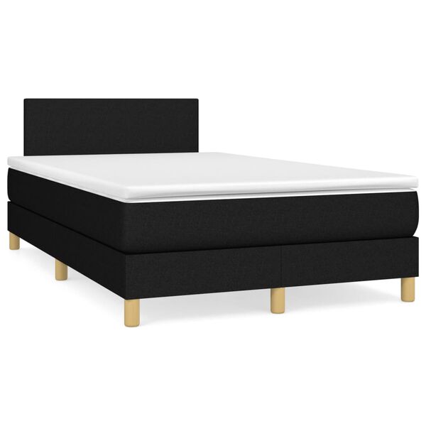 vidaXL Cama box spring con colch&oacute;n tela negro 120x200 cm