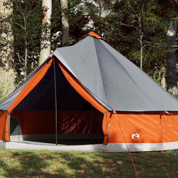 vidaXL Tienda familiar tipi 12 personas impermeable gris naranja
