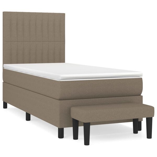 vidaXL Cama box spring con colch&oacute;n tela gris taupe 90x190 cm