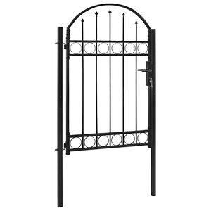 vidaXL Puerta de valla ASSEN con arco superior de acero, 102 x 150 cm, negro