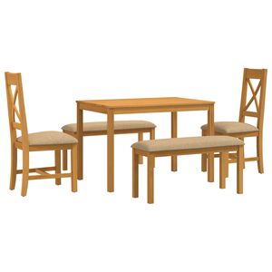 vidaXL Conjunto de comedor 5 uds. Beige Madera de Roble S&oacute;lido