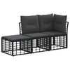 vidaXL Conjunto de sof&aacute;s de exterior con coj&iacute;n 3 pcs Negro Poli&eacute;ster