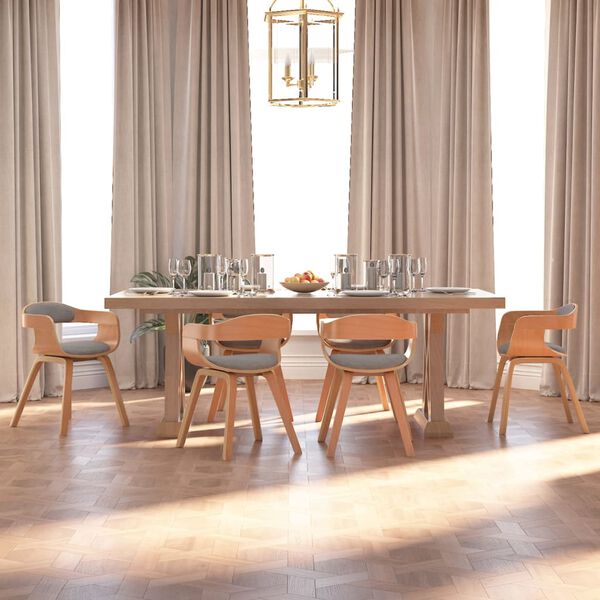 vidaXL Sillas de comedor 6 uds madera curvada y tela gris taupe
