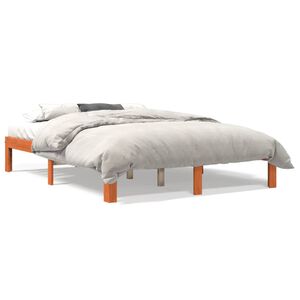 vidaXL Estructura de cama sin colch&oacute;n madera maciza marr&oacute;n 120x190 cm