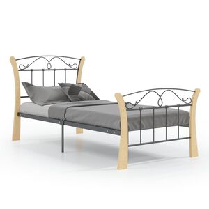 vidaXL Estructura de cama sin colch&oacute;n metal negro 90x200 cm