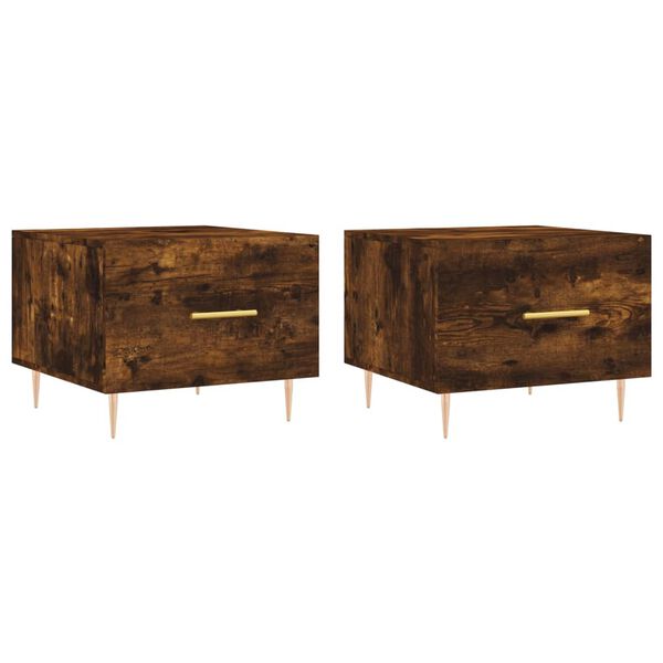 vidaXL Mesa de centro 2 uds madera ingenier&iacute;a roble ahumado 50x50x40cm