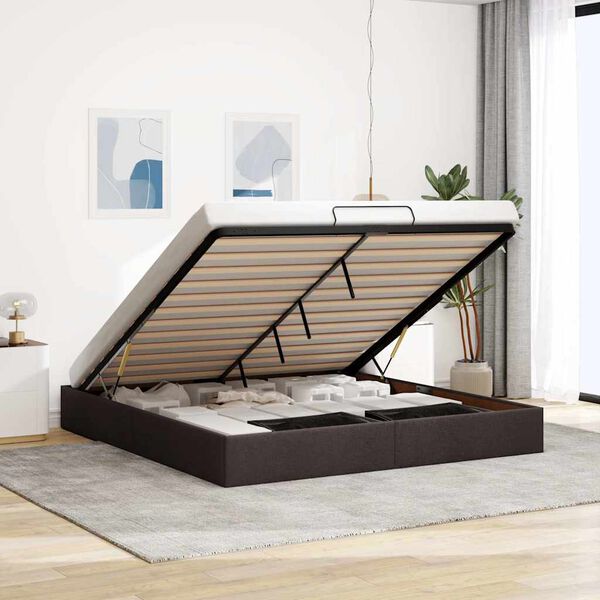 vidaXL Estructura de cama otomana sin colch&oacute;n marr&oacute;n oscuro 200x200 cm