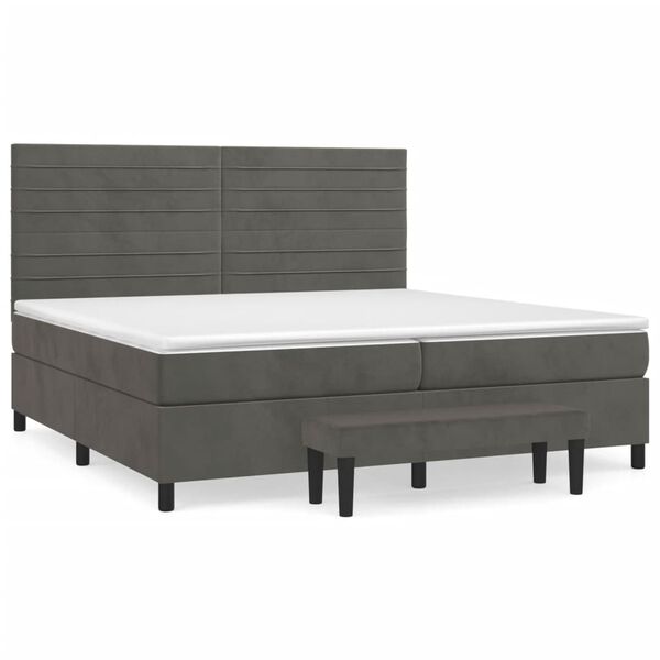 vidaXL Cama box spring con colch&oacute;n terciopelo gris oscuro 200x200 cm